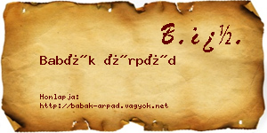 Babák Árpád névjegykártya